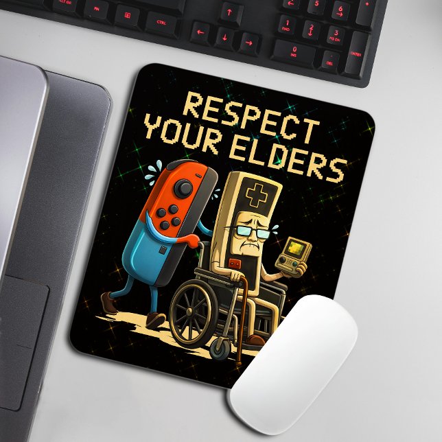 Tapis De Souris Respect Your Elders Gaming Control Retro Funny (Créateur téléchargé)