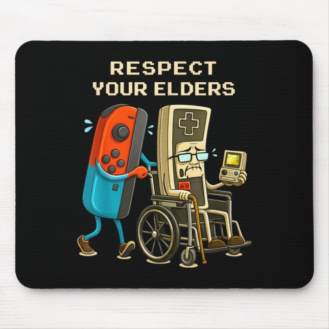 Tapis De Souris Respect Your Elders Gaming Control Retro Funny Gam (Devant)