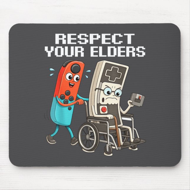 Tapis De Souris Respect Your Elders Retro Gaming Funny Controller  (Devant)