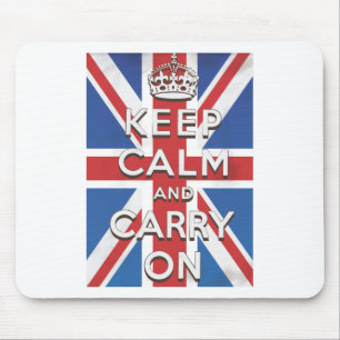 Tapis De Souris Restez calme et continuez sur le drapeau britanniq