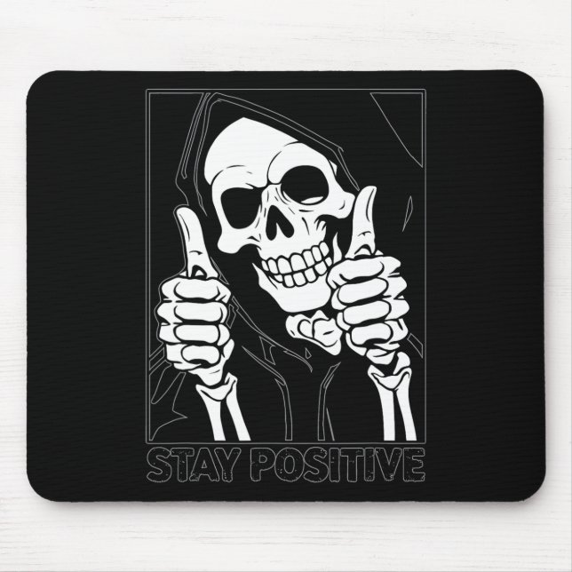 Tapis De Souris Restez positif Skeleton Grim Reaper Halloween (Devant)