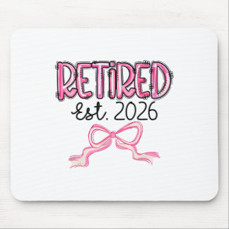 Tapis De Souris Retired Est 2026 Pink Bow Women Retirement Teacher