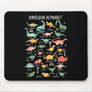 Tapis De Souris Retour À L'École Types De Dinosaures Alphabet Iden