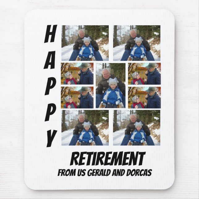 Tapis De Souris Retraite simple personnalisée 9 Photo Collage (Devant)