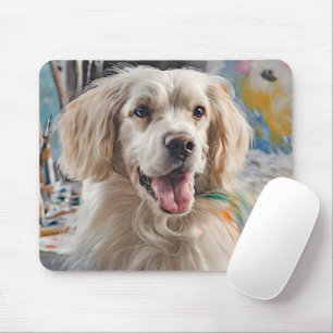 Tapis De Souris Retrieuse Dorée Avec Peinture