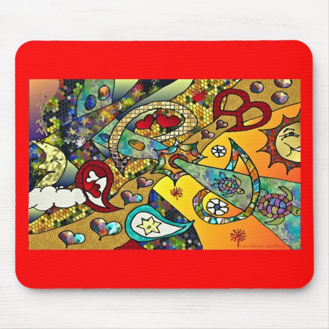 Tapis De Souris Retro 60s Psychedelic Cycle de vie Cadeaux Vêtemen (Devant)