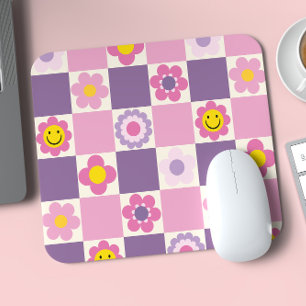 Tapis De Souris Retro À damiers Checker Y2K Floral Patal