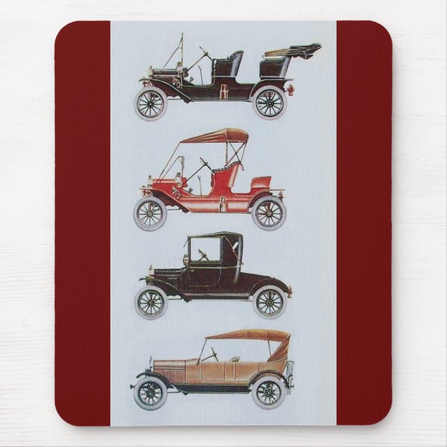 Tapis De Souris RETRO CARS 2, AUTO RESTAURATION gris brun rouge (Devant)