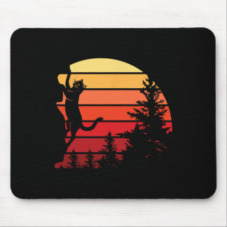 Tapis De Souris Retro Cat Climbing Meowtain Vintage Kitty Rock Cli