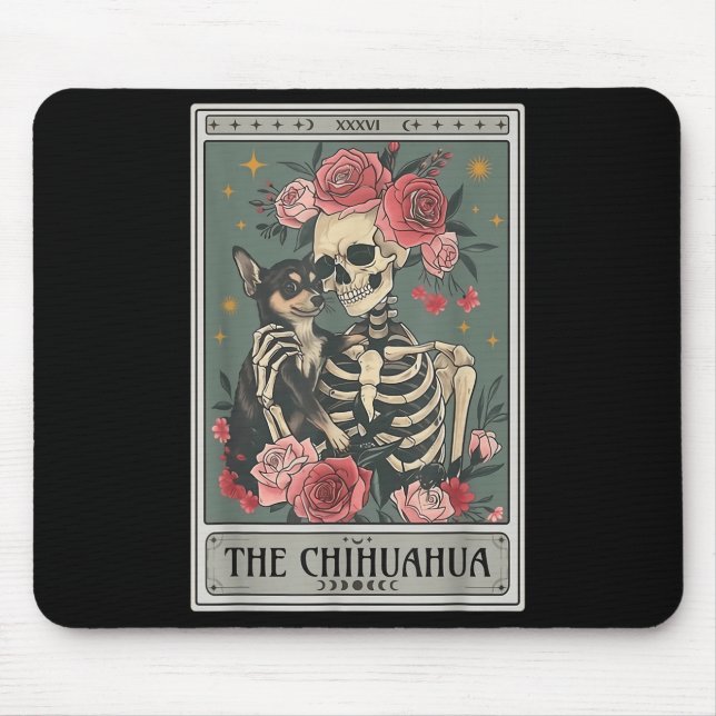 Tapis De Souris Retro Chihuahua Dog Lover The Moon Halloween , Wom (Devant)