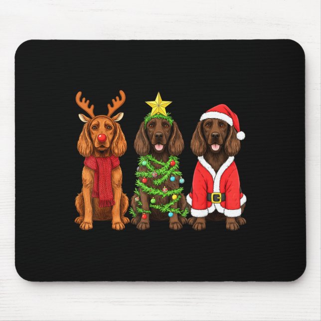 Tapis De Souris Retro Christmas Boykin Spaniel Santa Reindeer Dog  (Devant)
