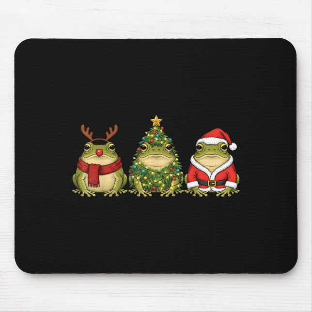 Tapis De Souris Retro Christmas Desert Rain Frog Santa Reindeer  (Devant)