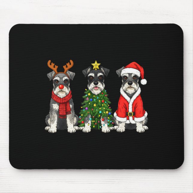 Tapis De Souris Retro Christmas Miniature Schnauzer Santa Reindeer (Devant)