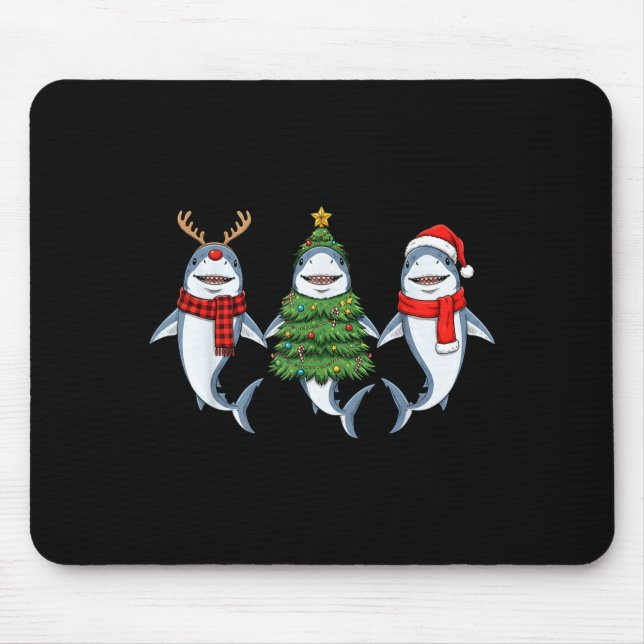 Tapis De Souris Retro Christmas Shark Santa Reindeer  (Devant)