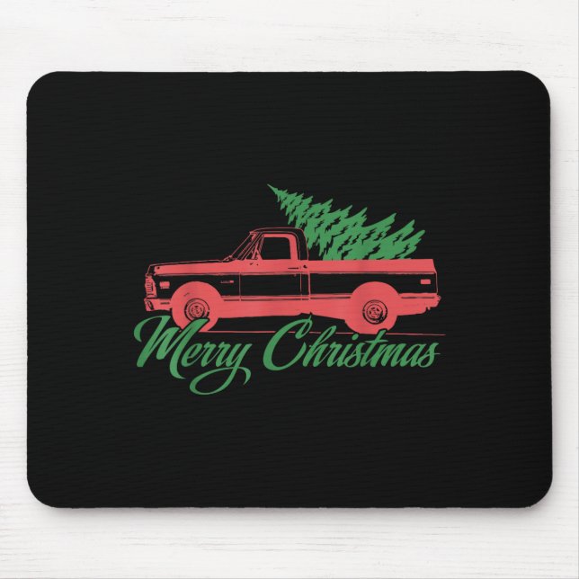 Tapis De Souris Retro Christmas Shirt - Clic Truck With Tree  (Devant)