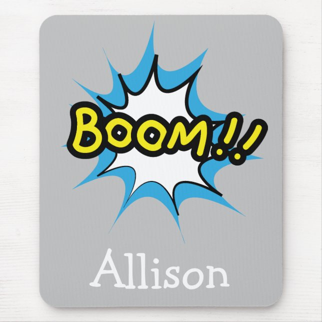 Tapis De Souris Retro Comic Book Grey Boom (Devant)