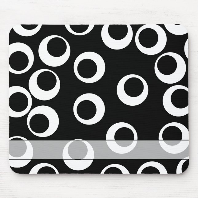 Tapis De Souris Rétro conception noire et blanche à la mode. (Devant)