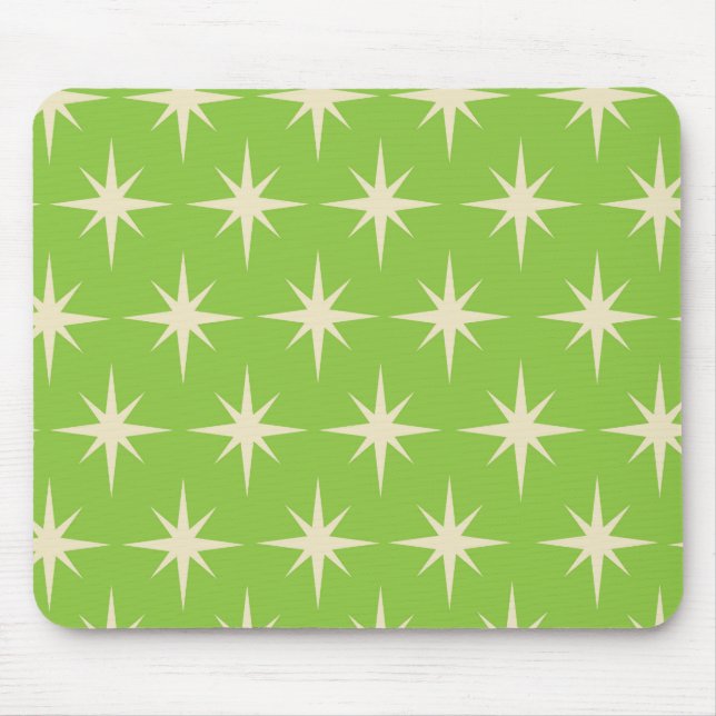 Tapis De Souris Retro étoiles atomique motif sur le vert citron (Devant)