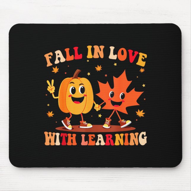 Tapis De Souris Retro Fall In Love With Learning Autumn Pumpkin Te (Devant)
