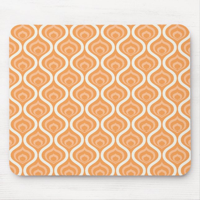 Tapis De Souris Rétro géométrique orange et blanc (Devant)