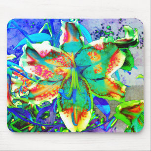 Tapis De Souris Retro kiwi lime, abstract  tropical lily