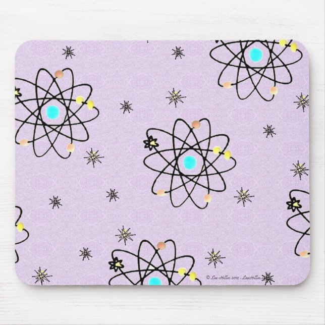 Tapis De Souris Retro les années 50 Atomic Print Lavender Vêtement (Devant)