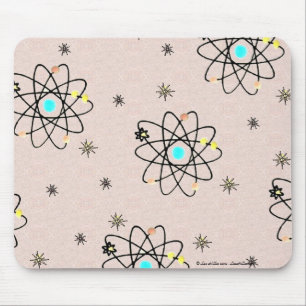 Tapis De Souris Retro les années 50 Atomic Print Rose Vêtements &