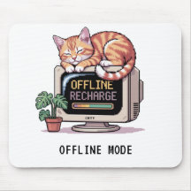 Tapis de Souris Rétro Lofi PixelArt Chat Endormi H