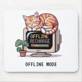 Tapis de Souris Rétro Lofi PixelArt Chat Endormi H