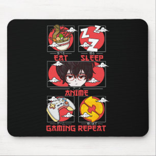 Tapis De Souris Retro Manger Dormir Anime Jeux Répéter Kawaii Anim
