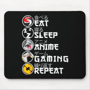 Tapis De Souris Retro Manger Dormir Anime Jeux Répéter Kawaii Anim