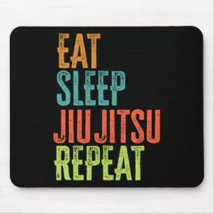 Tapis De Souris Retro Manger Sleep Jiu Jitsu Répéter Martial Art S