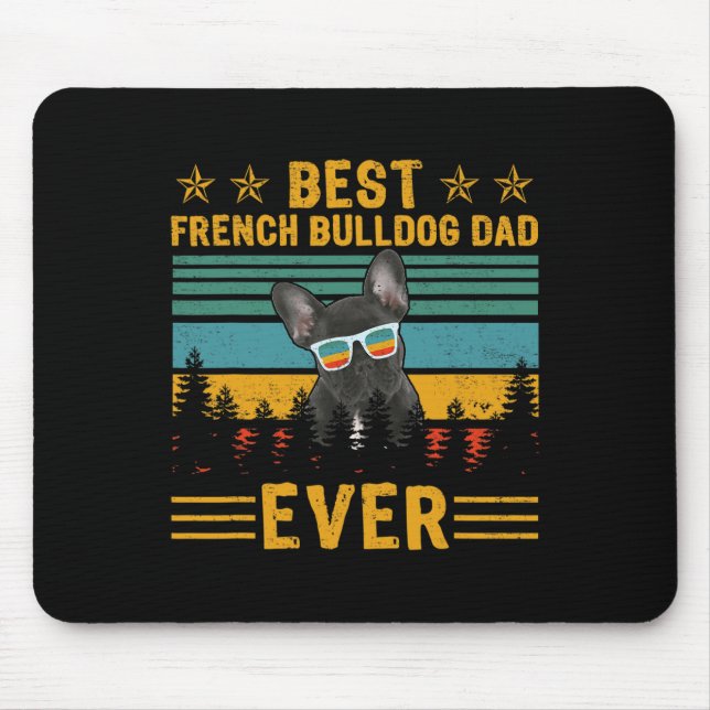 Tapis De Souris Retro Meilleur Français Bulldog Papa Jamais Chien  (Devant)