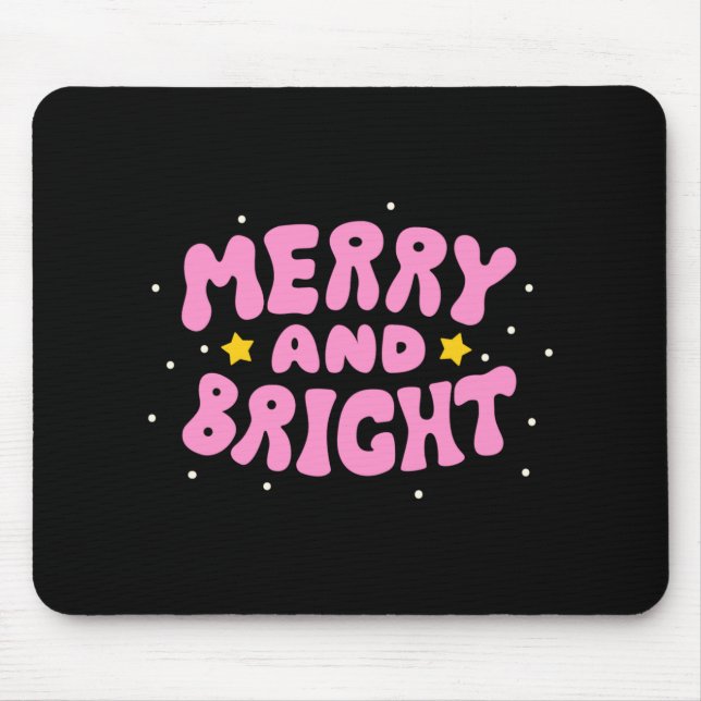 Tapis De Souris Retro Merry And Bright Holiday Design  (Devant)