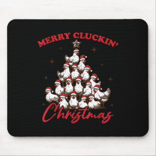 Tapis De Souris Retro Merry Cluckin Noël Poulet de Noël Ferme Un