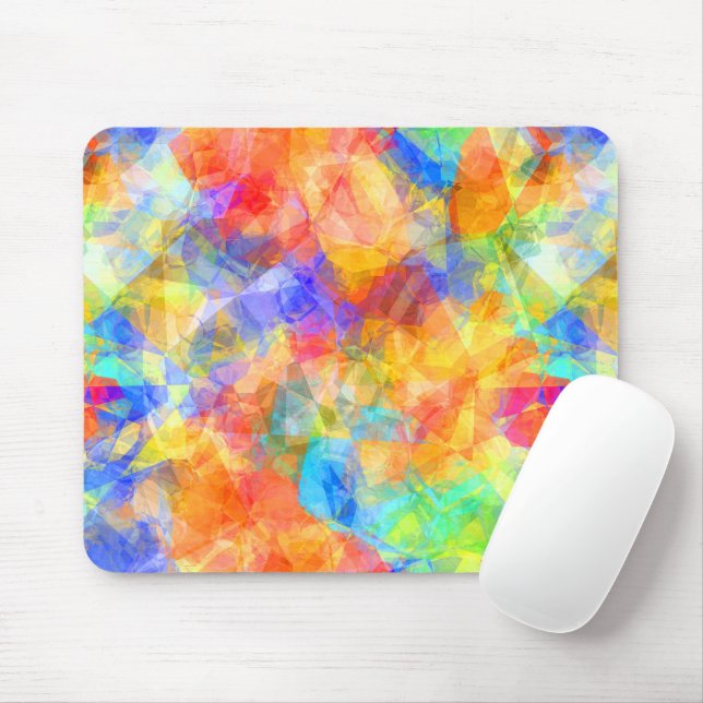 Tapis De Souris Retro Moderne Cool Funky Polygon Mosaic Motif d'ar (Avec souris)