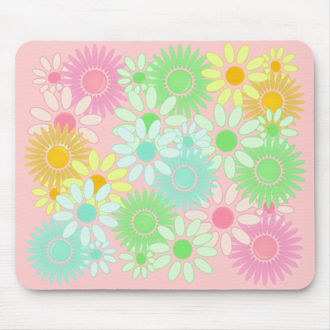 Tapis De Souris Rétro mousepad flower power de style de marguerite (Devant)