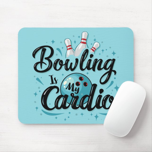 Tapis De Souris Retro Neon "Bowling Is My Cardio" Funny Bowling (Avec souris)