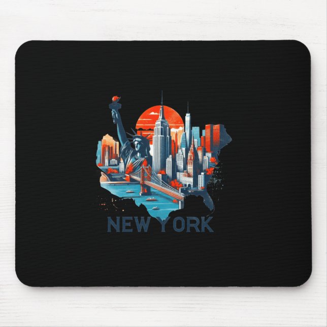 Tapis De Souris Retro New York Skyline Silhouette  (Devant)