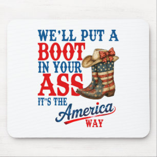 Tapis De Souris Rétro Nous Mettrons Une Botte Western Cowgirl Drap