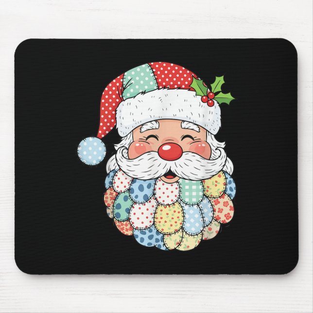 Tapis De Souris Retro Patchwork Santa Claus Christmas Preppy Xmas  (Devant)