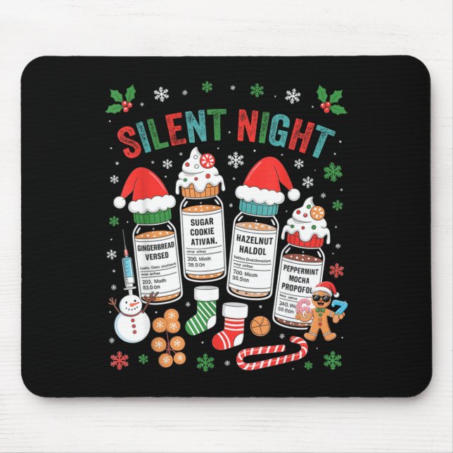 Tapis De Souris Retro Profol Silent Night Icu Nurses Funny Merry C (Devant)