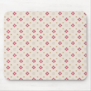 Tapis De Souris Retro Red Flower Gold Star Vintage Wallpaper