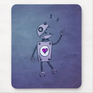 Tapis De Souris Rétro robot de chant heureux grunge