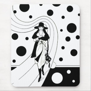 Tapis De Souris Retro Runway Model, mode Art Déco Vintage