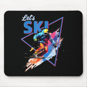 Tapis De Souris Retro Ski en poudre Ski Vintage Couleur de Ski Ren