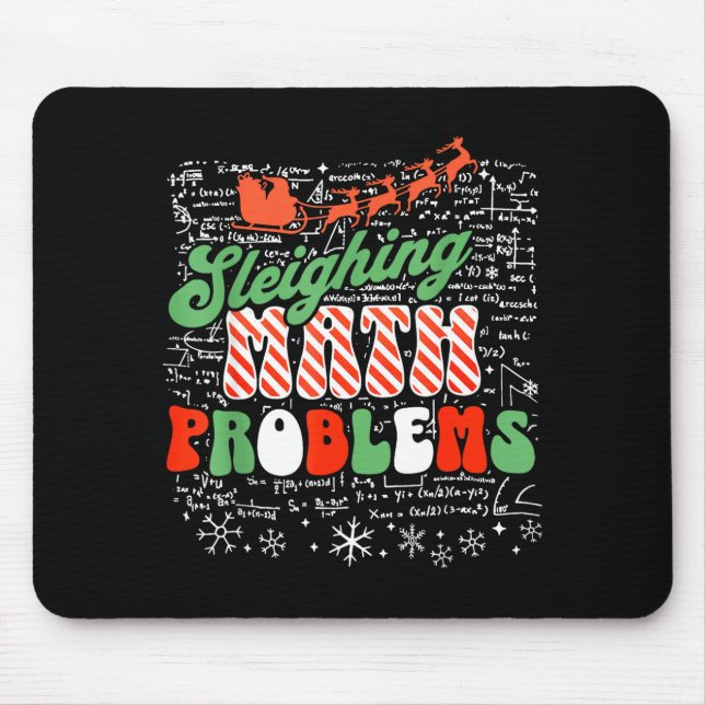 Tapis De Souris Retro Sleighing Math Problems Santa Math Teacher C (Devant)