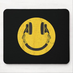 Tapis De Souris Retro Smile Music Face Casques 90s Hommes Femmes K