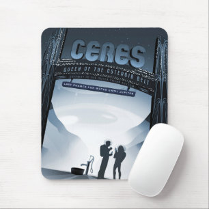 Tapis De Souris Retro Space Travel Poster-Nwarf Planet Ceres.