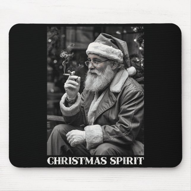Tapis De Souris Retro Style Santa Claus Smoking Cigarette Christma (Devant)